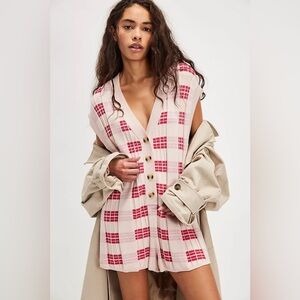 NWT Free People Lewis Plaid Knit Romper XS